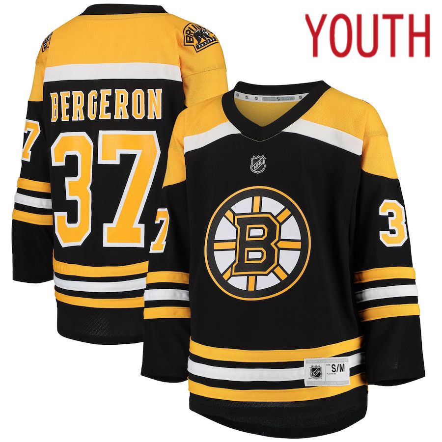 Youth Boston Bruins 37 Patrice Bergeron Black Home Replica Player NHL Jersey